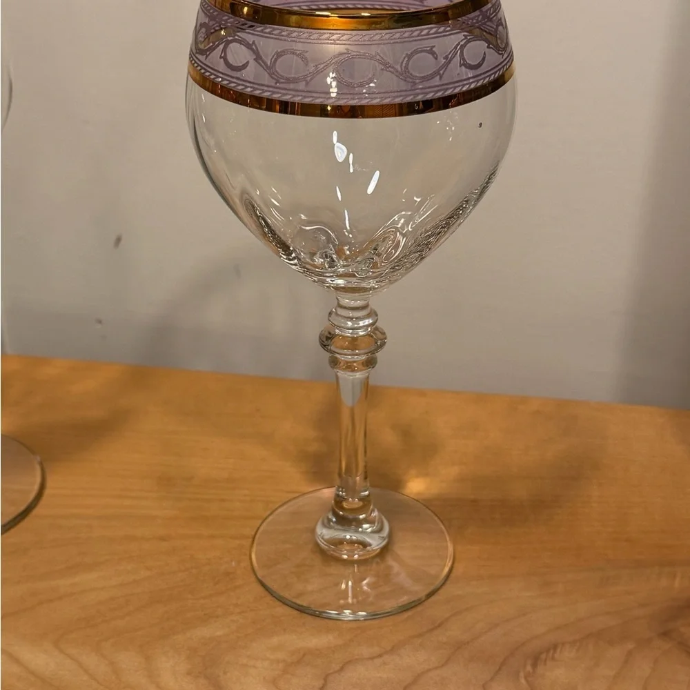 Exquisite Vintage Italian Crystal Wine Glasses by Fumo;‎ Set of 6